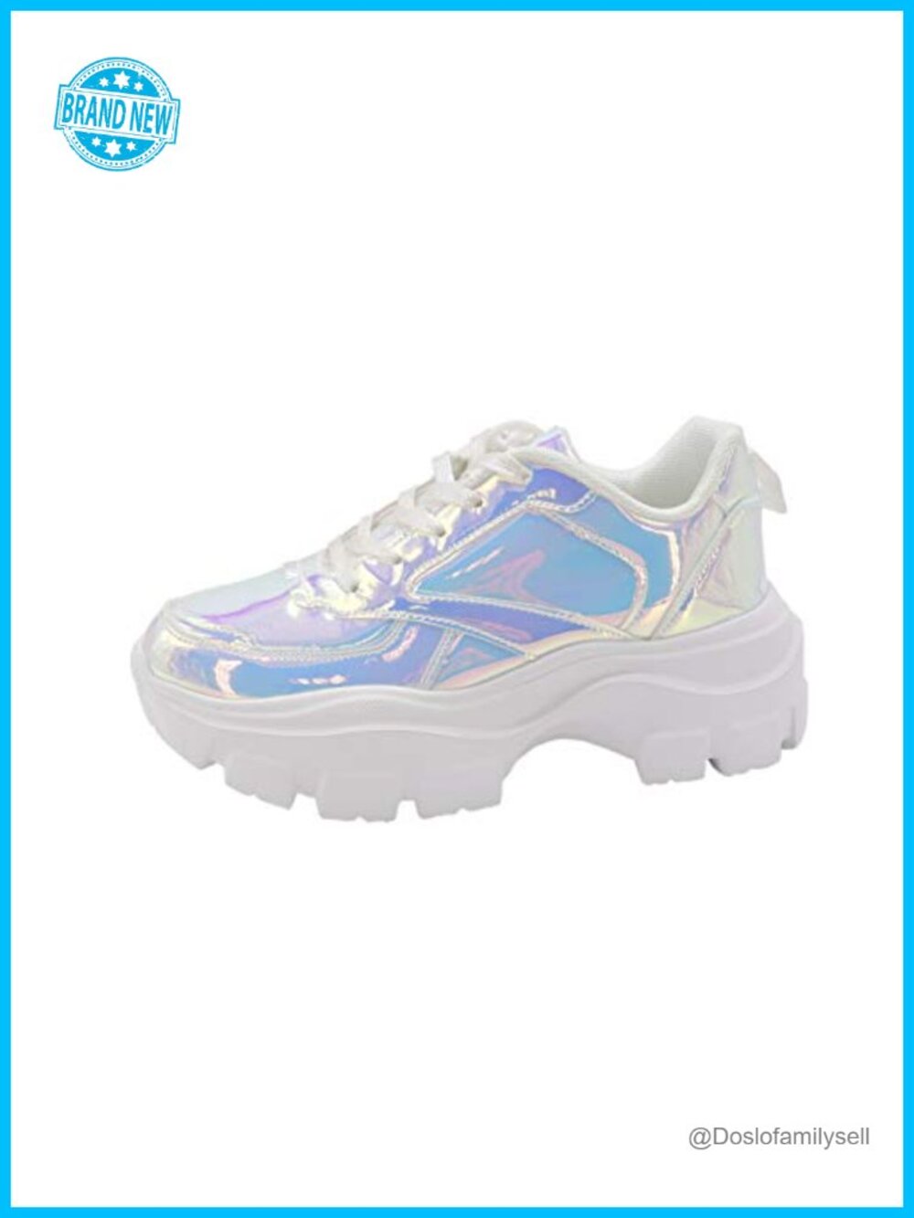 Women Chunky Platform Lace-Up Walking Sneakers Lightweight PU Rubber Sole